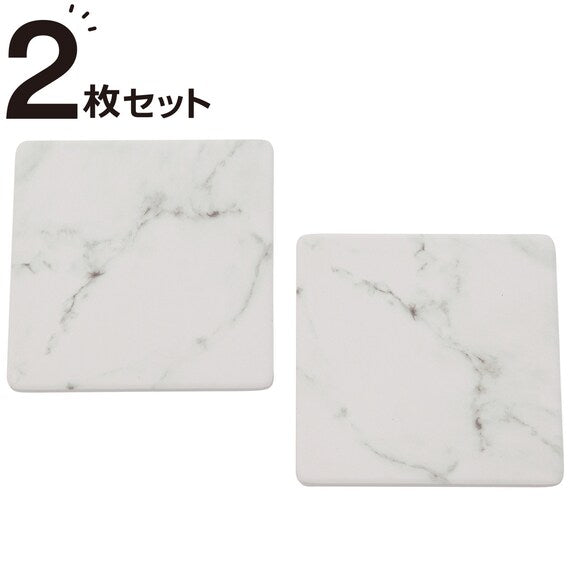 CERAMIC COASTER MARBLE WH 2PCS