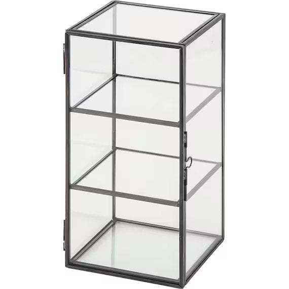 3TIER GLASS DISPLAY BOX W/BLACK FRAME W11D11H24