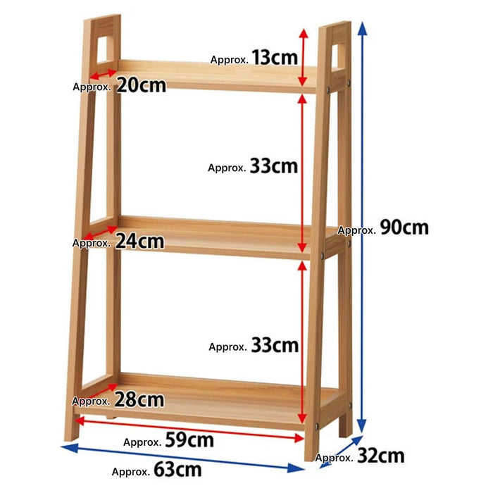 WOOD SHELF 3TIER LADDER-N NA