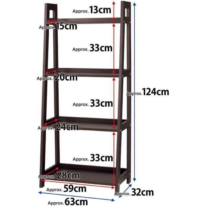 WOOD SHELF 4TIER LADDER-N DBR