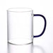 Hand made heat resistant glass cup with hande 400ml blue